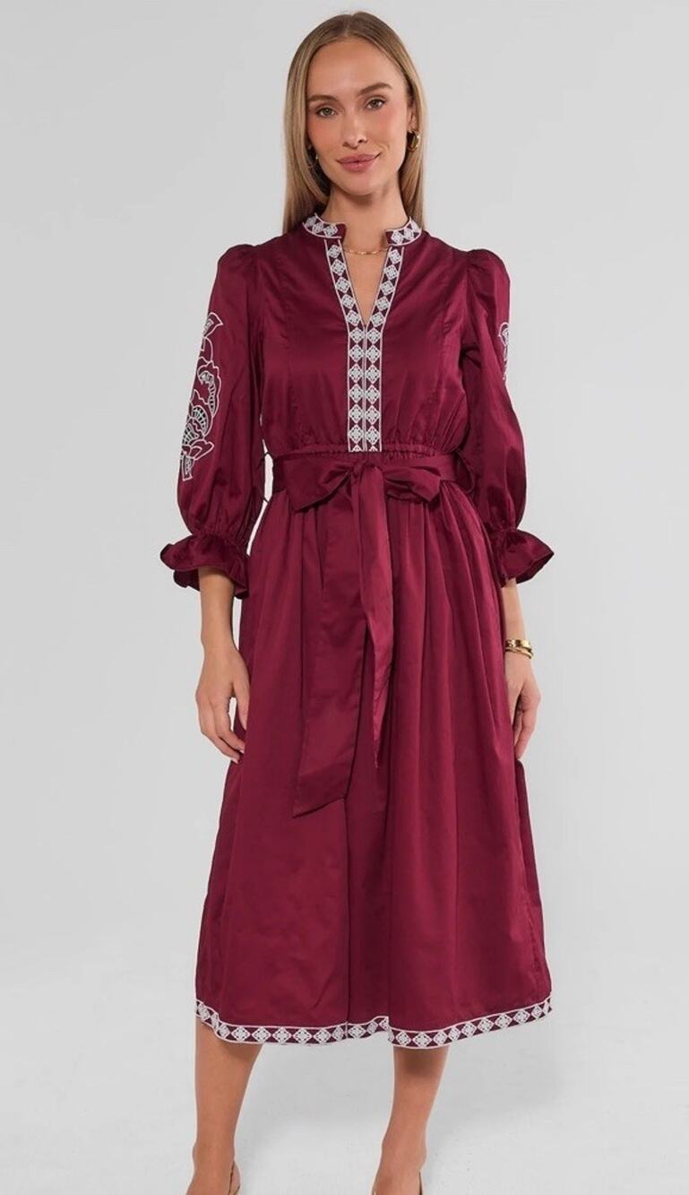 NWT Avara Deanna Embroidered Midi Dress Size XL Peasant Boho
